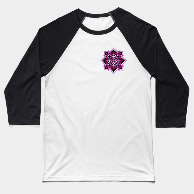 small pink pocket size pixelated mandala Baseball T-Shirt by DARNA